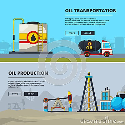 Banners set for petroleum industry Vector Illustration