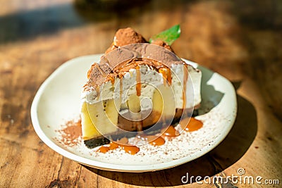 Banoffee Cake with caramel Stock Photo