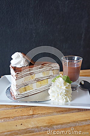 The Banoffee layer crepe cake Stock Photo