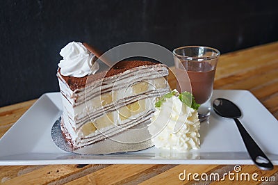 The Banoffee layer crepe cake Stock Photo