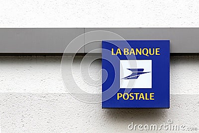 Banque postale logo on a wall Editorial Stock Photo