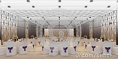 Banquet hall 3d,rendering Stock Photo