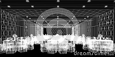 Banquet hall 3d,rendering Stock Photo