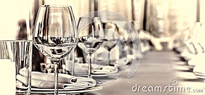 Banquet hall in the restaurant. Concept: Serving. Celebration Anniversary Wedding Stock Photo