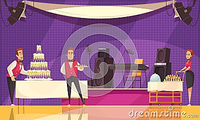 Banquet Preparation Cartoon Illustration Vector Illustration