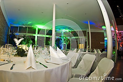 Banquet Table With Colors Stock Photo