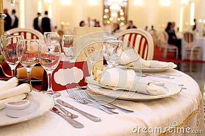 Banquet table setting Stock Photo