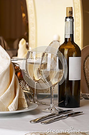 Banquet table setting Stock Photo