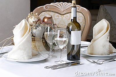 Banquet table setting Stock Photo