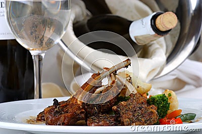Banquet table setting, meat Stock Photo