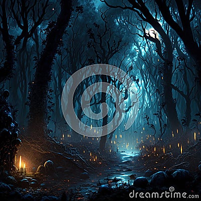 Banshee's Thicket: A Haunting Lullaby - AI Generative By Halloween ai Stock Photo