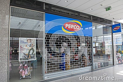 Banska Bystrica, Slovakia - May, 1 , 2022 : Pepco shop Sign. Brand logo. European chain of discount shops Editorial Stock Photo