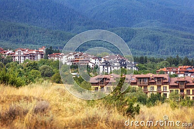 Bansko, Bulgaria summer aerial town panorama Stock Photo