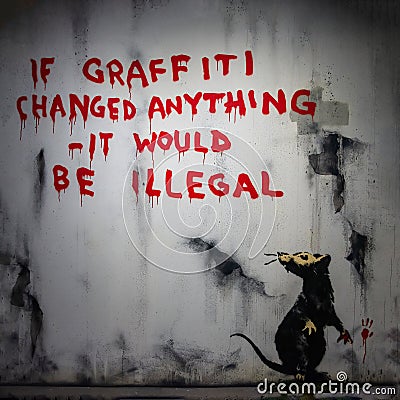 Banksy Graffiti Art. The world of Banksy . Editorial Stock Photo