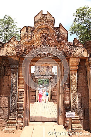 Banteay Srei Temple located in Angkor Thom area in Siem Reap city of Cambodia. Editorial Stock Photo