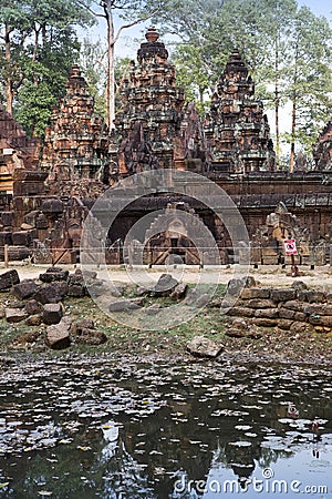 Banteay Srey Temple ruins Xth Century on a sunset, Siem Reap, Cambodia Stock Photo