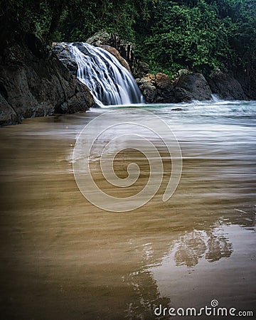 Banyu Anjlok Waterfall on daylight Stock Photo