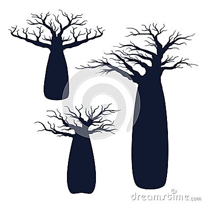 baobab silhouette african typical desert tree vector logo design Stock Photo
