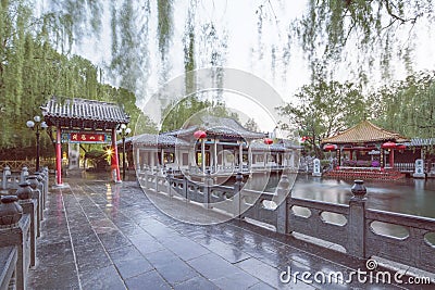 The Baotu Springor spouting spring is a culturally significant artesian karst spring located in the city of Jinan,Shandong,China Stock Photo