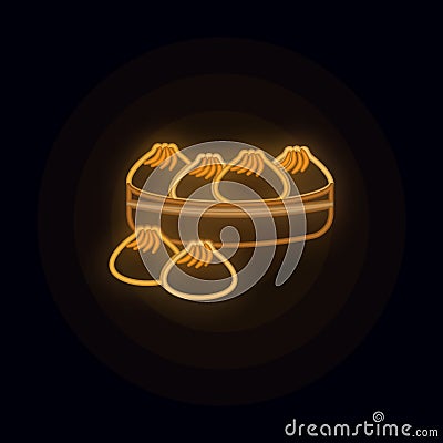 Baozi, food neon icon. Simple thin line, outline vector of web icons for ui and ux, website or mobile application Stock Photo