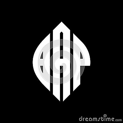 BAP circle letter logo design with circle and ellipse shape. BAP ellipse letters with typographic style. The three initials form a Vector Illustration