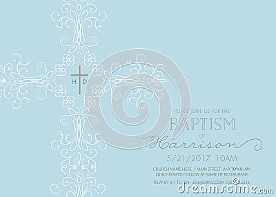 Baptism, Christening, Communion, or Confirmation Invitation Template Vector Illustration