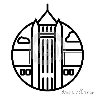 Baptist Church Roof Building icon Cartoon Illustration