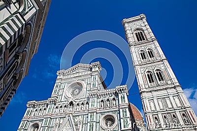 Baptistery of St. John, Giotto Campanile and Florence Cathedral consecrated in 1436 Stock Photo