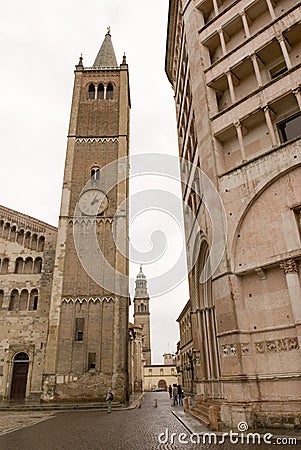 Baptistry and Duomo - Parma - Italy Stock Photo