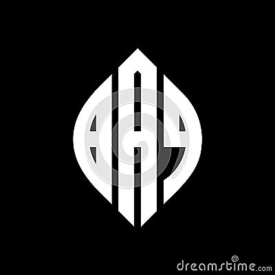 BAQ circle letter logo design with circle and ellipse shape. BAQ ellipse letters with typographic style. The three initials form a Vector Illustration