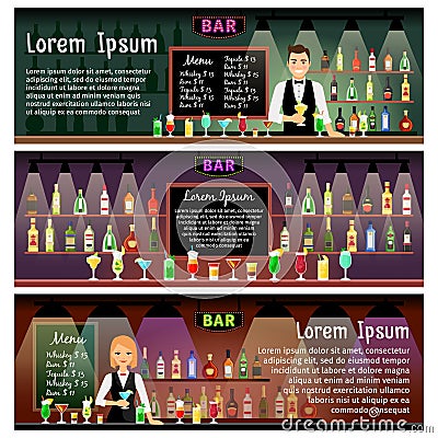 Bar banners set Vector Illustration