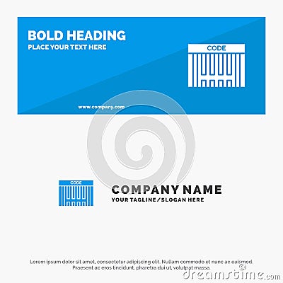 Bar, Barcode, Code, Shopping SOlid Icon Website Banner and Business Logo Template Vector Illustration