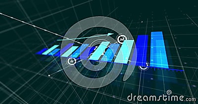 Bar chart and data points image over digital grid background Stock Photo