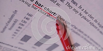 bar chart presentation in English language with red colour underline Stock Photo
