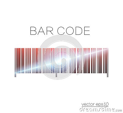 Bar code, art and design. Laser scanning. Light effect. Element isolated on light background. Vector Illustration