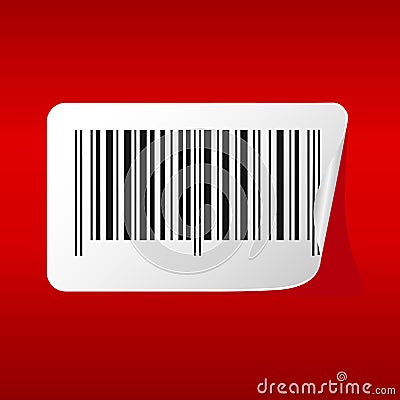 Bar code labels on red background Vector Illustration