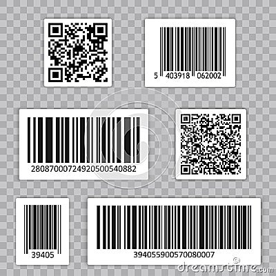 Bar Code Set Vector. Qr cide. Universal Product Scan Code. Vector Illustration