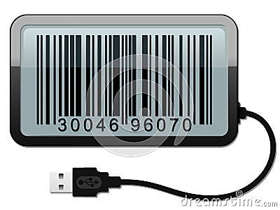 Bar code with usb cable Vector Illustration