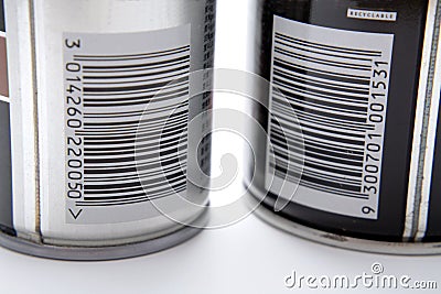 Bar codes on spray cans Stock Photo