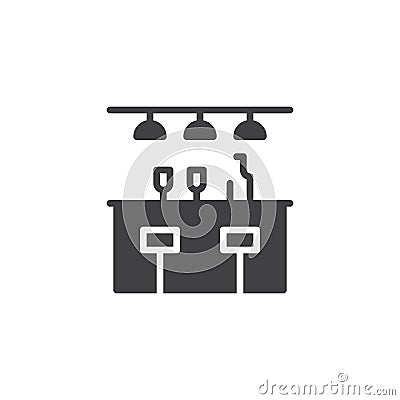 Bar counter with a bottle and glasses icon vector, Vector Illustration