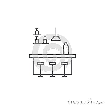 Bar counter with a bottle and glasses vector icon symbol decoration isolated on white background Vector Illustration