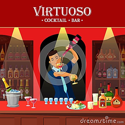 Bar Counter Flat Vector Illustration