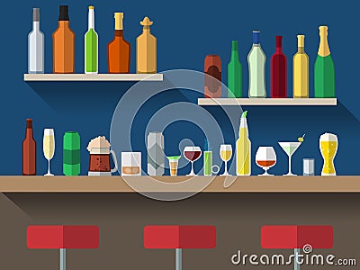 Bar counter flat Vector Illustration