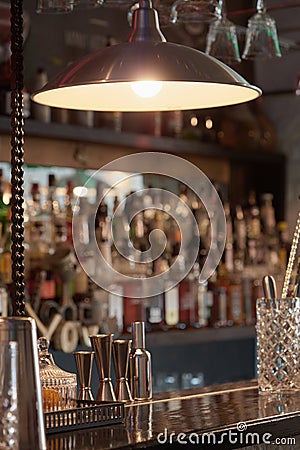 Barman equipment on counter Stock Photo