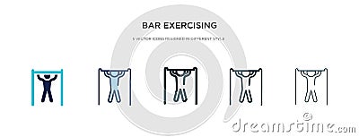 Bar exercising icon in different style vector illustration. two colored and black bar exercising vector icons designed in filled, Vector Illustration