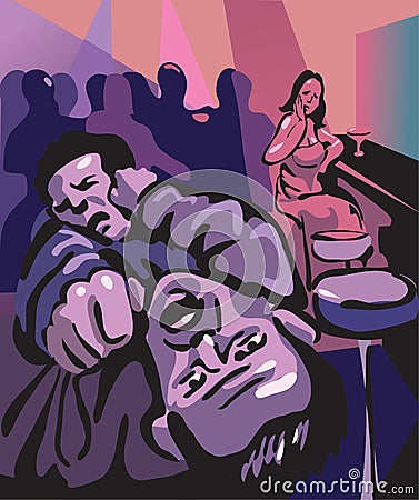 Bar fight Vector Illustration