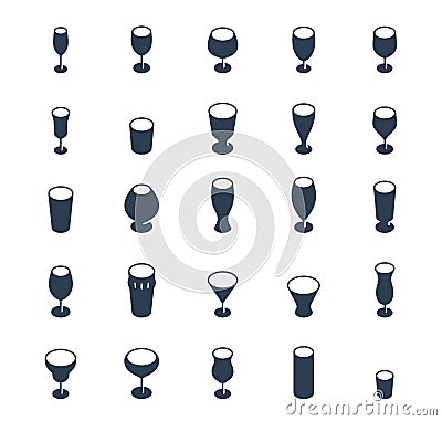 Bar glasses icon set Vector Illustration