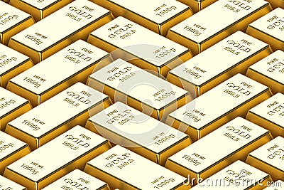 Bar of gold on a white background. 3d rendering, 3D illustration Stock Photo