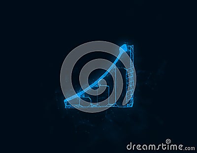 Bar graph animated icon with plexus effect. Connected lines with dots. Illustration Stock Photo
