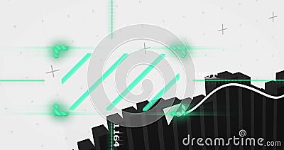 Bar graph and error messages with data processing image Stock Photo